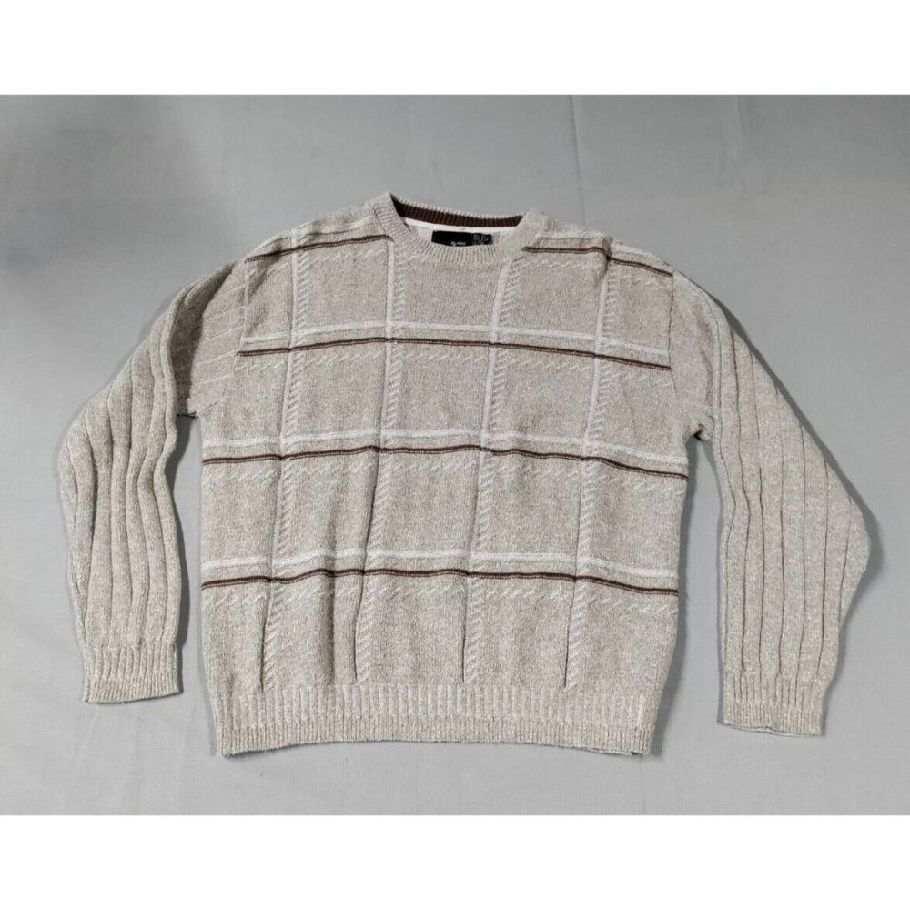 Bill Blass Men’s XXL Sweater Crewneck Striped Sweatshirt Cotton Blend